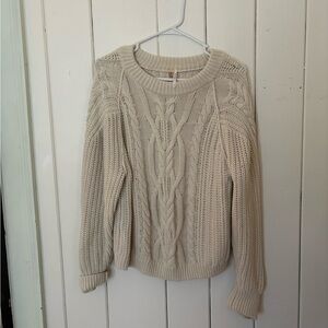 Free People Cable Knit Sweater - Cream